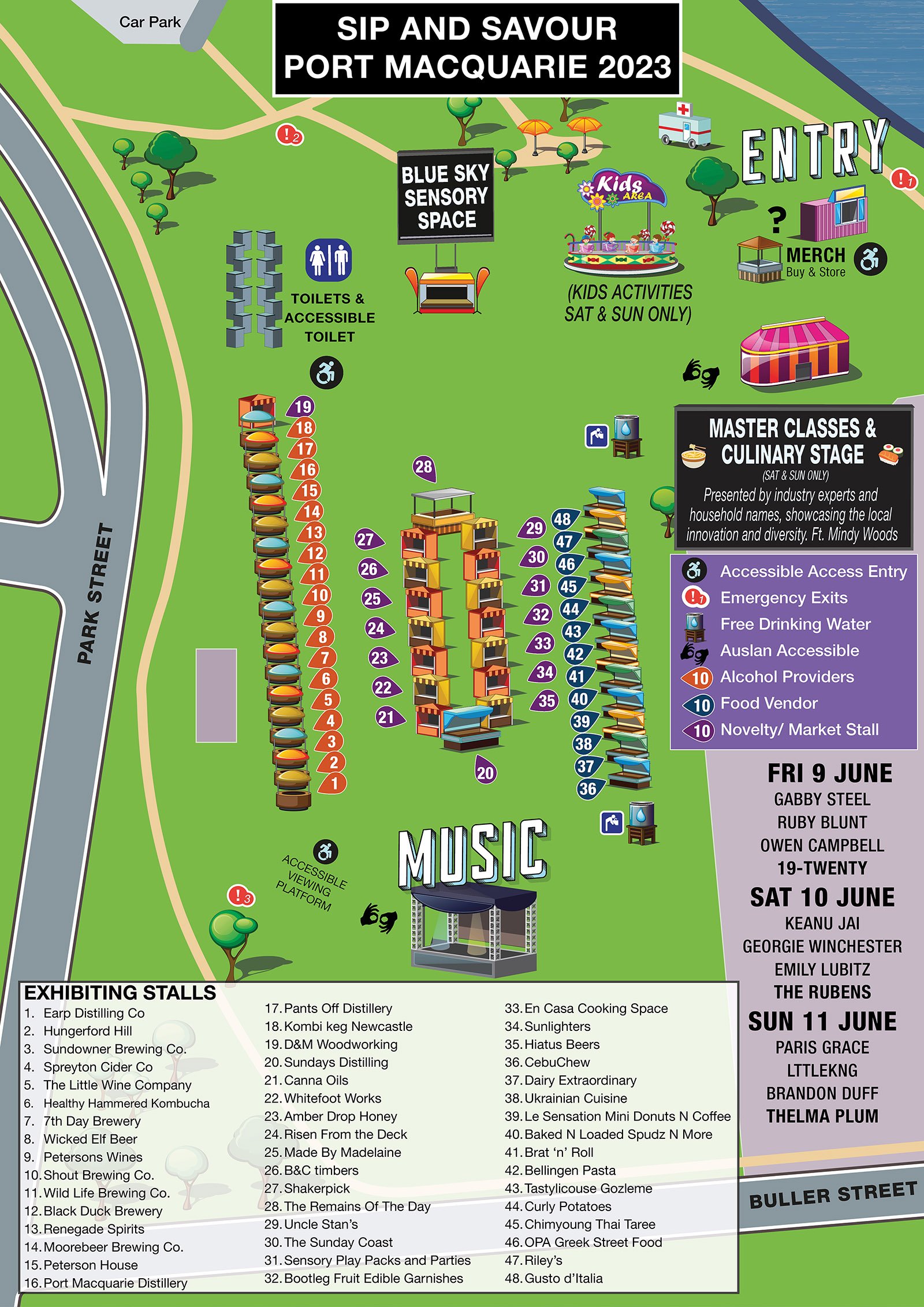 Festival map for Sip and Savour Port Mac